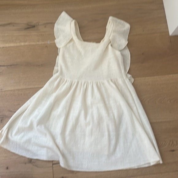 Zara Kids Girls Cap Ruffle Sleeve Dress in white /ivory Size 11/12 - Picture 5 of 5